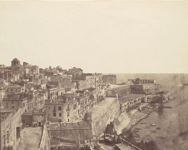 The Harbor at Valletta, Malta, 1850s. Creator: Calvert Jones