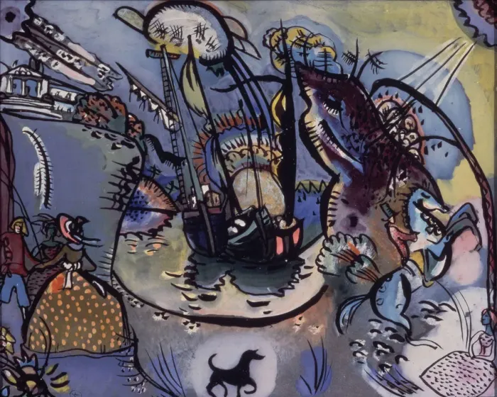 Framed Print : The Harbour, 1916. Artist: Kandinsky, Wassily Vasilyevich (1866-1944) Framed Print : The Harbour, 1916. Artist: Kandinsky, Wassily Vasilyevich (1866-1944)