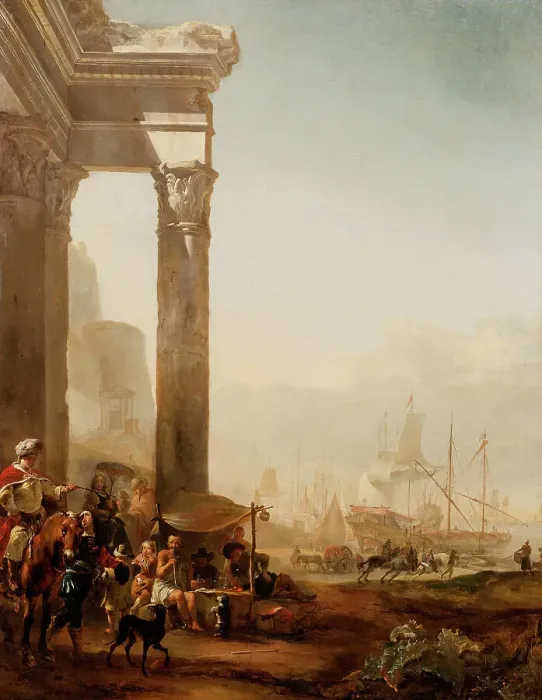 Framed Print : Harbour with Antique Ruins, 1648. Creator: Jan Baptist Weenix Framed Print : Harbour with Antique Ruins, 1648. Creator: Jan Baptist Weenix