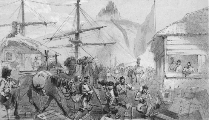 Framed Print : Harbour of Balaklava. The Landing Place, c1850s. Creator: Unknown Framed Print : Harbour of Balaklava. The Landing Place, c1850s. Creator: Unknown