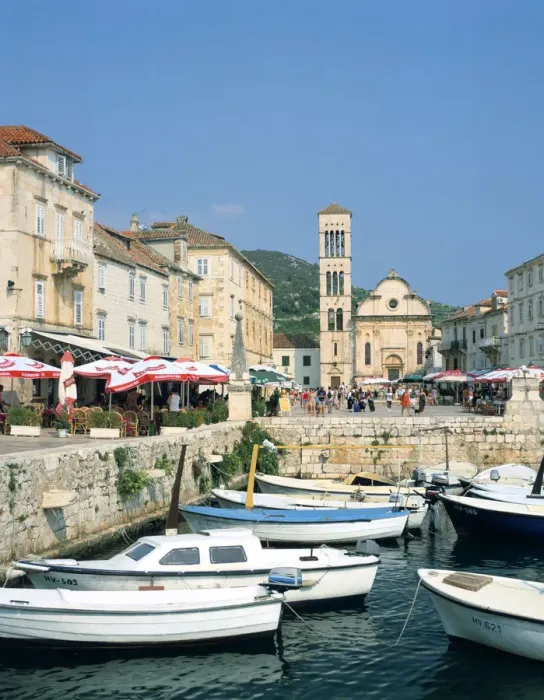 Framed Print : Harbour and cathedral, Hvar, Croatia Framed Print : Harbour and cathedral, Hvar, Croatia