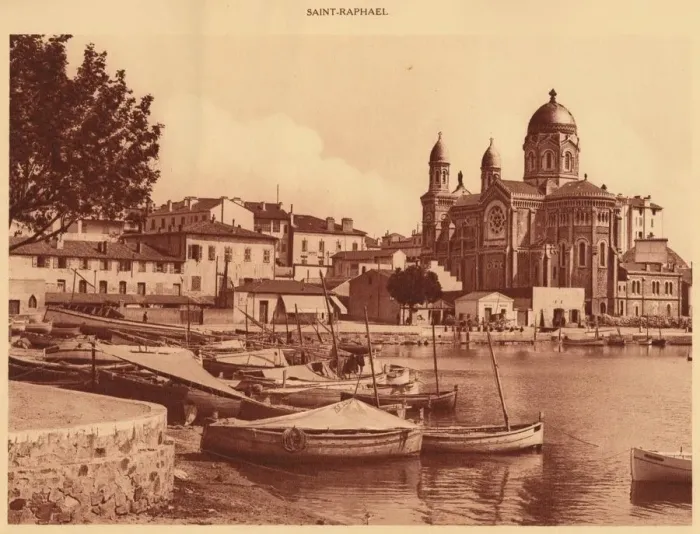 Framed Print : The Harbour and the Church, Saint Raphael, 1930. Creator: Unknown Framed Print : The Harbour and the Church, Saint Raphael, 1930. Creator: Unknown