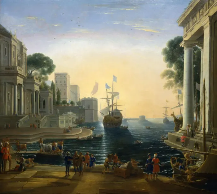 Framed Print : Harbour after Claude Lorraine, c1820. Artist: Clause Lorraine Framed Print : Harbour after Claude Lorraine, c1820. Artist: Clause Lorraine