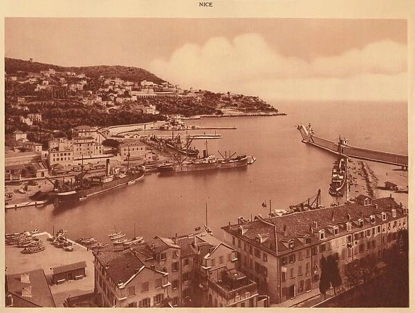 The harbour entrance and Mont-Boron, Nice, 1930. Creator: Unknown
