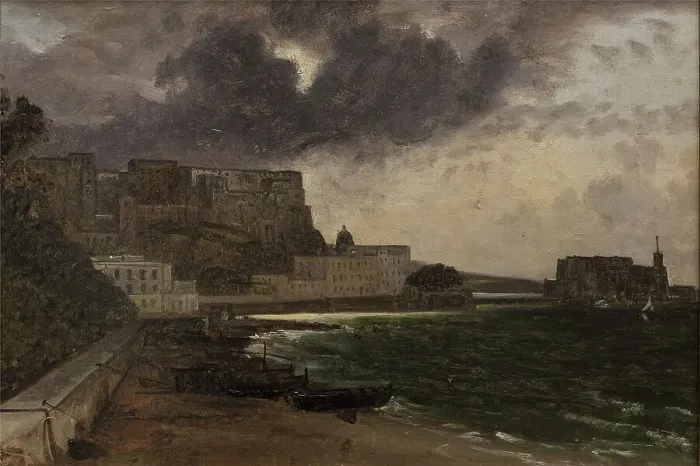 Framed Print : From the Harbour at Naples. Gathering Storm, 1820-1821. Creator: Franz Ludwig Catel Framed Print : From the Harbour at Naples. Gathering Storm, 1820-1821. Creator: Franz Ludwig Catel