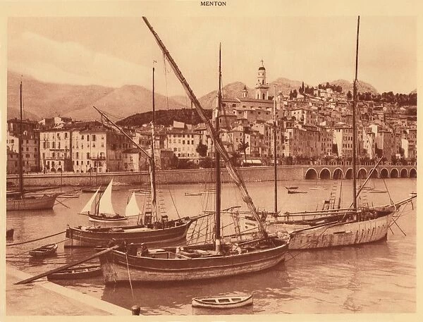 The harbour and old town, Menton, 1930. Creator: Unknown
