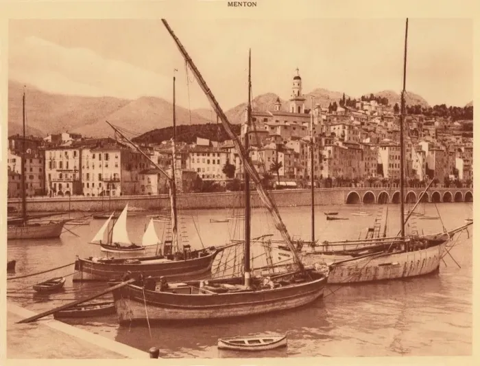 Framed Print : The harbour and old town, Menton, 1930. Creator: Unknown Framed Print : The harbour and old town, Menton, 1930. Creator: Unknown