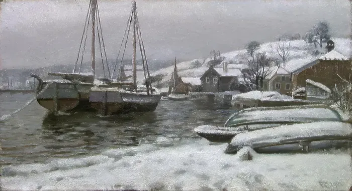 Framed Print : From the Harbour in Porsgrunn, 1901. Creator: Fredrik Jonas Lucian Botfield Collett Framed Print : From the Harbour in Porsgrunn, 1901. Creator: Fredrik Jonas Lucian Botfield Collett