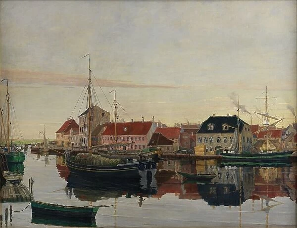 The harbour at Randers, 1906. Creator: Johan Rohde