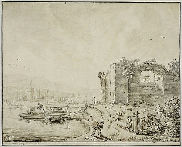 harbour with ruins. Creator: Unknown