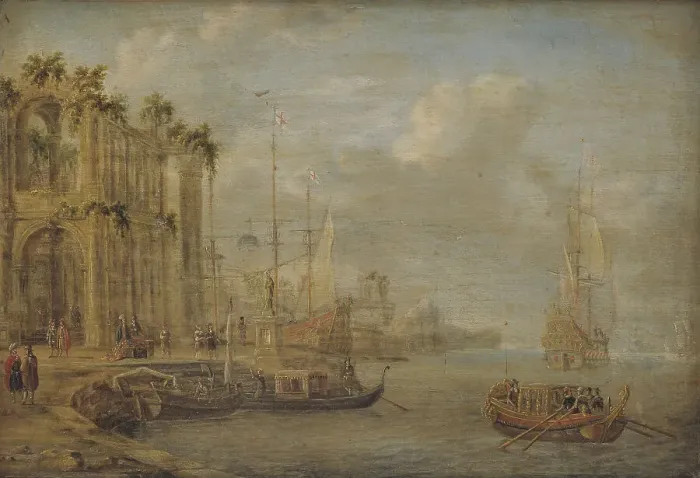 Framed Print : Harbour Scene with Antique Ruins, 1671. Creator: Jacobus Storck Framed Print : Harbour Scene with Antique Ruins, 1671. Creator: Jacobus Storck