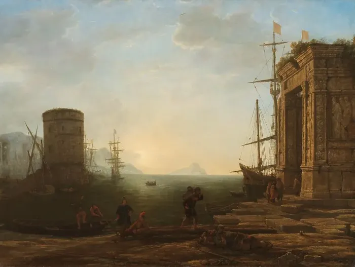 Framed Print : Harbour at Sunrise, c.1637-c.1638. Creator: Claude Lorrain Framed Print : Harbour at Sunrise, c.1637-c.1638. Creator: Claude Lorrain