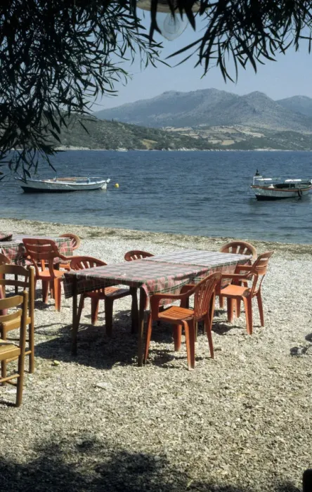Framed Print : Harbour taverna, Ligia, Levkas, Greece Framed Print : Harbour taverna, Ligia, Levkas, Greece