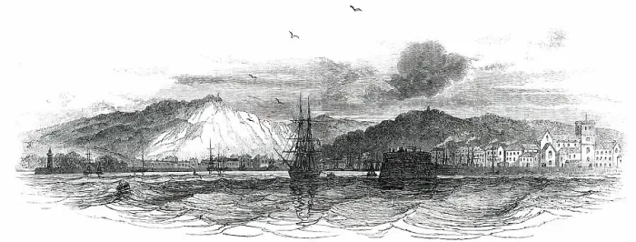 Framed Print : Harbour and Town of Cherbourg, 1850. Creator: Unknown Framed Print : Harbour and Town of Cherbourg, 1850. Creator: Unknown