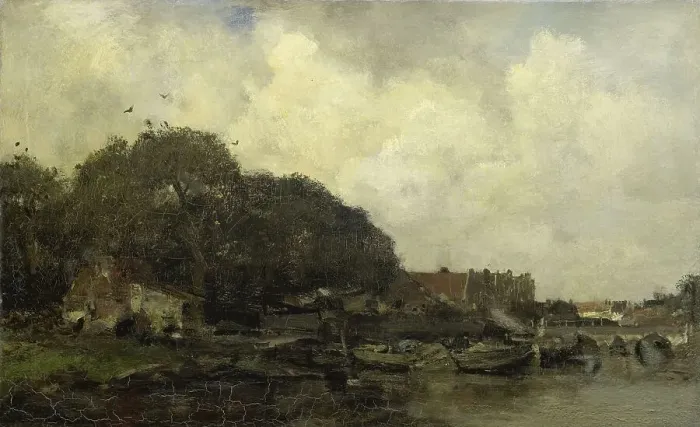 Framed Print : Harbour view, 1870-1899. Creator: Jacob Henricus Maris Framed Print : Harbour view, 1870-1899. Creator: Jacob Henricus Maris