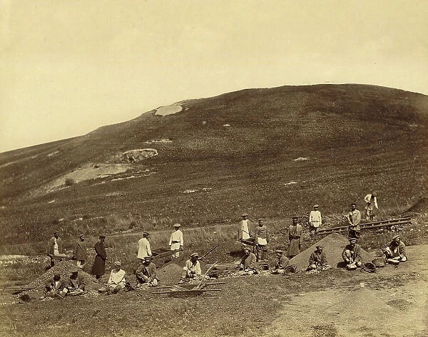 Hard Labor Convicts Sorting Ore at the Savinsk Mine, Zerentui Section of the Nerchinsk... 1891. Creator: Aleksei Kuznetsov
