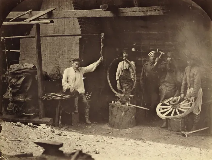 Framed Print : Hard Labor Convicts Working in the Blacksmith's Shop, 1891. Creator: Aleksei Kuznetsov Framed Print : Hard Labor Convicts Working in the Blacksmith's Shop, 1891. Creator: Aleksei Kuznetsov