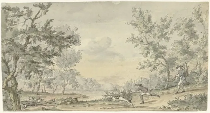 Framed Print : Hare hunt, 1754-1793. Creator: Hendrik Meijer Framed Print : Hare hunt, 1754-1793. Creator: Hendrik Meijer