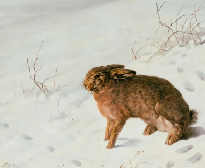 Framed Print : Hare in the Snow, 1875. Artist: Rayski, Louis Ferdinand von (1806-1890) Framed Print : Hare in the Snow, 1875. Artist: Rayski, Louis Ferdinand von (1806-1890)