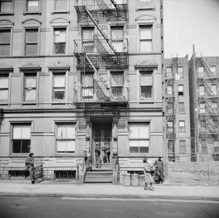 Framed Print : A Harlem apartment house, New York, 1943. Creator: Gordon Parks Framed Print : A Harlem apartment house, New York, 1943. Creator: Gordon Parks