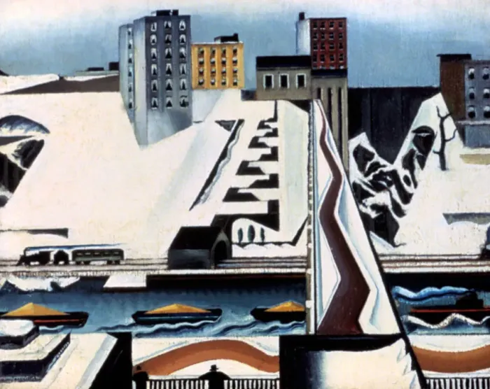 Framed Print : Harlem Rivers, 1928. Artist: Preston Dickinson Framed Print : Harlem Rivers, 1928. Artist: Preston Dickinson