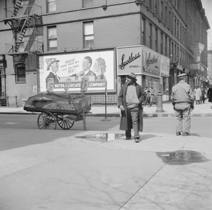 Framed Print : A Harlem street scene, New York, 1943. Creator: Gordon Parks Framed Print : A Harlem street scene, New York, 1943. Creator: Gordon Parks