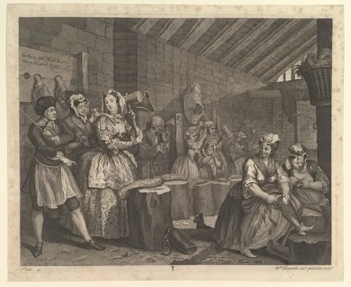 Framed Print : A Harlots Progress, Plate 4, April 1732. Creator: William Hogarth