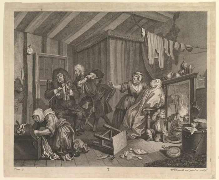 Framed Print : A Harlots Progress, Plate 5, April 1732. Creator: William Hogarth Framed Print : A Harlots Progress, Plate 5, April 1732. Creator: William Hogarth
