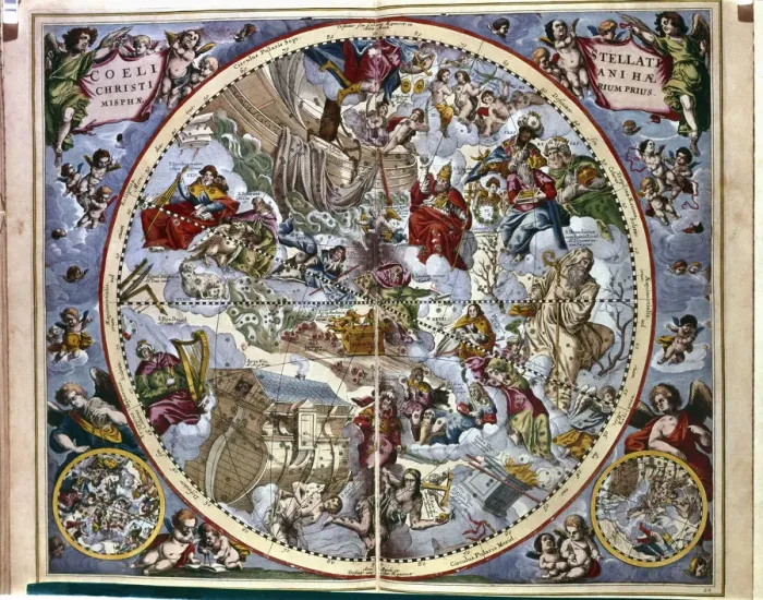Framed Print : Harmonia Macrocosmica, engraving with Bible passages by Andreas Cellarius Framed Print : Harmonia Macrocosmica, engraving with Bible passages by Andreas Cellarius