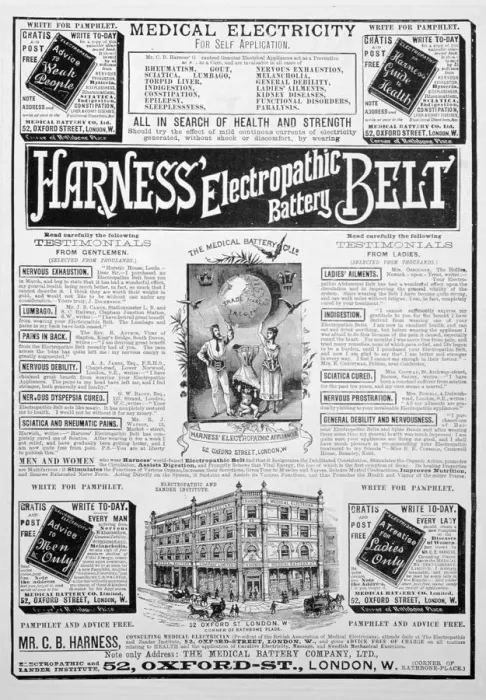 Framed Print : Harness Electropathic Battery Belt advert, 1893 Framed Print : Harness Electropathic Battery Belt advert, 1893