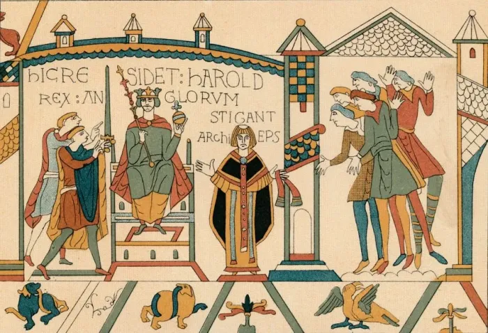 Framed Print : Harolds Coronation, (19th century?). Creator: Unknown Framed Print : Harolds Coronation, (19th century?). Creator: Unknown