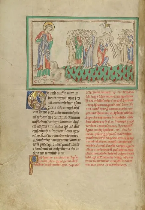 Framed Print : The Harp-Playing Victors on the Sea of Glass; Dyson Perrins Apocalypse, about 1255-1260. Creator: Unknown Framed Print : The Harp-Playing Victors on the Sea of Glass; Dyson Perrins Apocalypse, about 1255-1260. Creator: Unknown
