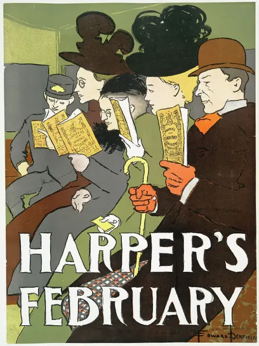 Framed Print : Harper's February, c1895. Creator: Edward Penfield Framed Print : Harper's February, c1895. Creator: Edward Penfield