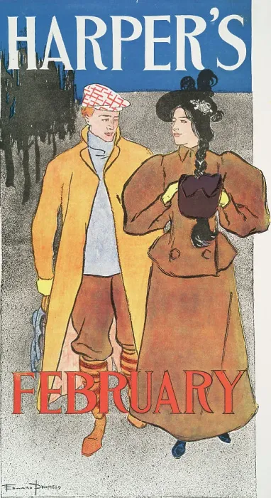 Framed Print : Harper's February, c1896. Creator: Edward Penfield Framed Print : Harper's February, c1896. Creator: Edward Penfield