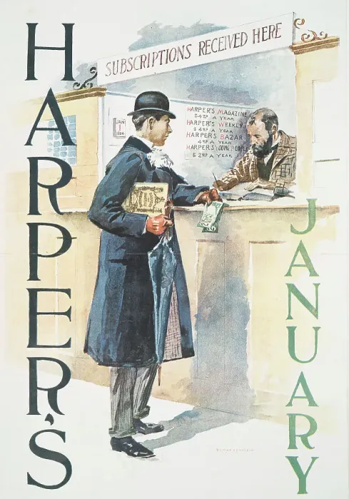 Framed Print : Harper's January, c1890 - 1907. Creator: Edward Penfield Framed Print : Harper's January, c1890 - 1907. Creator: Edward Penfield