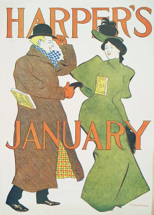 Framed Print : Harper's January, c1895. Creator: Edward Penfield Framed Print : Harper's January, c1895. Creator: Edward Penfield