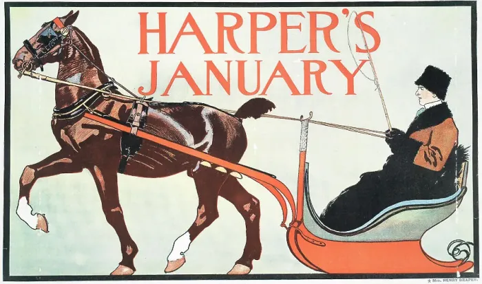 Framed Print : Harper's January, c1899. Creator: Edward Penfield Framed Print : Harper's January, c1899. Creator: Edward Penfield