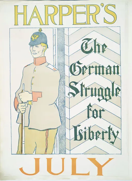 Framed Print : Harper's July, The German Struggle for Liberty, c1895. Creator: Edward Penfield Framed Print : Harper's July, The German Struggle for Liberty, c1895. Creator: Edward Penfield