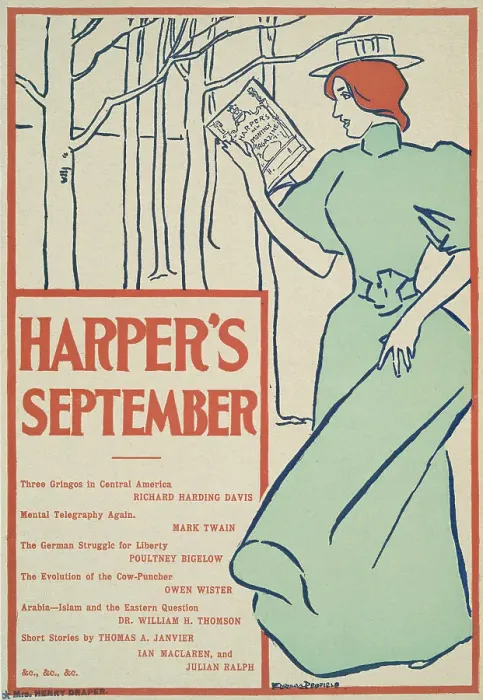 Framed Print : Harper's September, Three Gringos in Central America, Richard Harding Davis, Mental... c1895. Creator: Edward Penfield Framed Print : Harper's September, Three Gringos in Central America, Richard Harding Davis, Mental... c1895. Creator: Edward Penfield