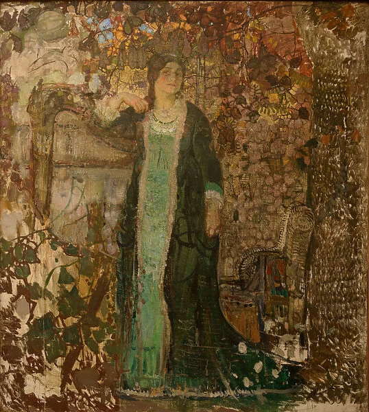 Harpist, Portrait of Tatiana Sergeevna Bartseva (1886-1984), 1908