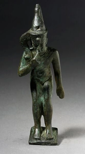 Harpocrates Figurine Wearing a Sidelock, 30th Dynasty-Ptolemaic Period (380-30 BCE). Creator: Unknown