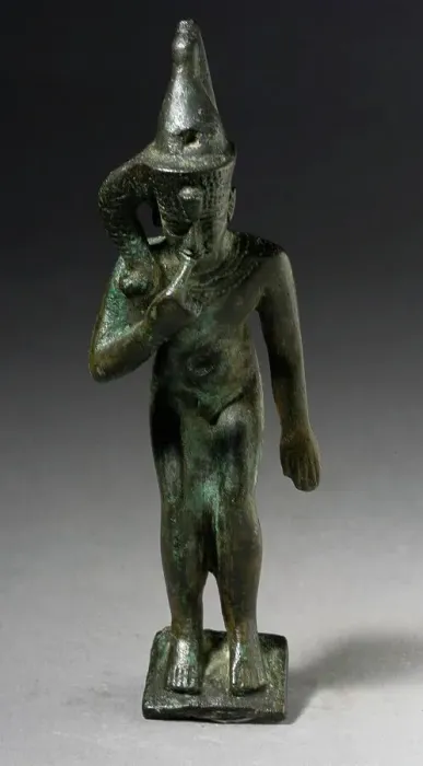 Framed Print : Harpocrates Figurine Wearing a Sidelock, 30th Dynasty-Ptolemaic Period (380-30 BCE). Creator: Unknown Framed Print : Harpocrates Figurine Wearing a Sidelock, 30th Dynasty-Ptolemaic Period (380-30 BCE). Creator: Unknown