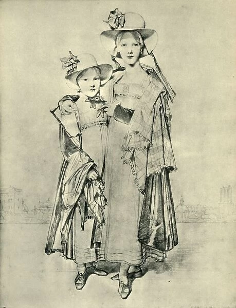 Harriet and Caroline Montagu, Rome, 1815, (1943). Creator: Jean-Auguste-Dominique Ingres