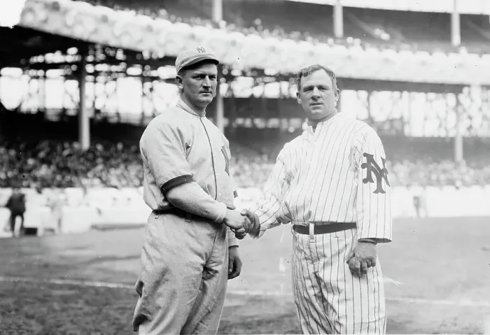 Framed Print : Harry Wolverton, New York AL, at left and John McGraw, New York NL, at right at the Polo...1912. Creator: Bain News Service