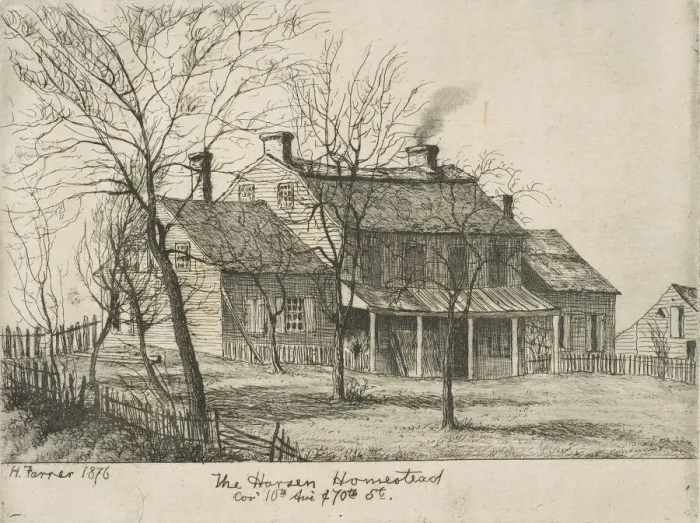 Framed Print : The Harsen Homestead, Corner of 10th Avenue and 70th Street (from Scenes of Old New York) Framed Print : The Harsen Homestead, Corner of 10th Avenue and 70th Street (from Scenes of Old New York)
