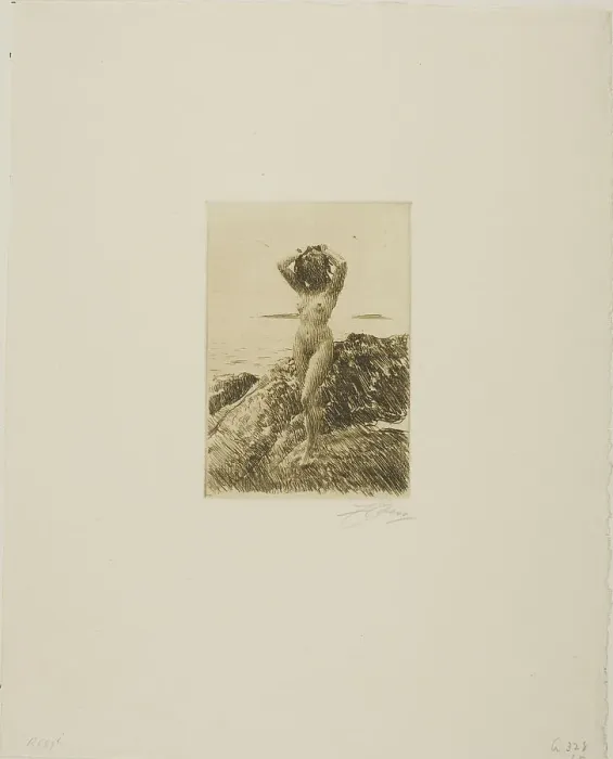 Framed Print : Hårtång (Seawood-wreath), 1914. Creator: Anders Leonard Zorn Framed Print : Hårtång (Seawood-wreath), 1914. Creator: Anders Leonard Zorn