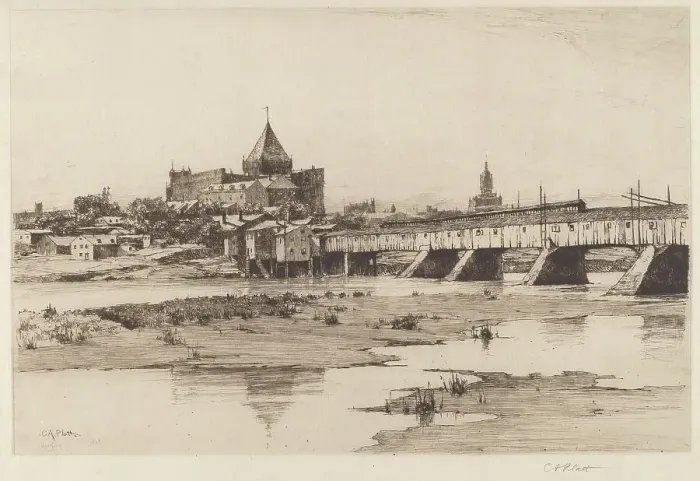 Framed Print : Hartford Bridge, 1885. Creator: Charles A Platt Framed Print : Hartford Bridge, 1885. Creator: Charles A Platt