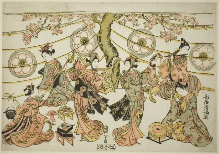 Framed Print : The Harugoma Dance, c. 1764. Creator: Torii Kiyomitsu Framed Print : The Harugoma Dance, c. 1764. Creator: Torii Kiyomitsu
