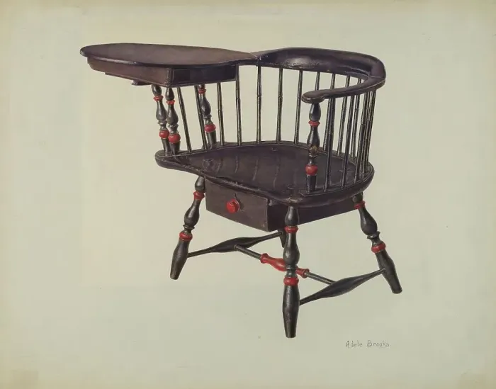Framed Print : Harvard Student's Chair (Windsor), c. 1938. Creator: Adele Brooks