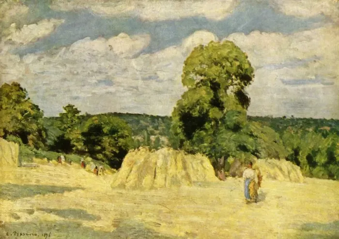 Framed Print : The Harvest, 1876, (1939). Creator: Camille Pissarro Framed Print : The Harvest, 1876, (1939). Creator: Camille Pissarro